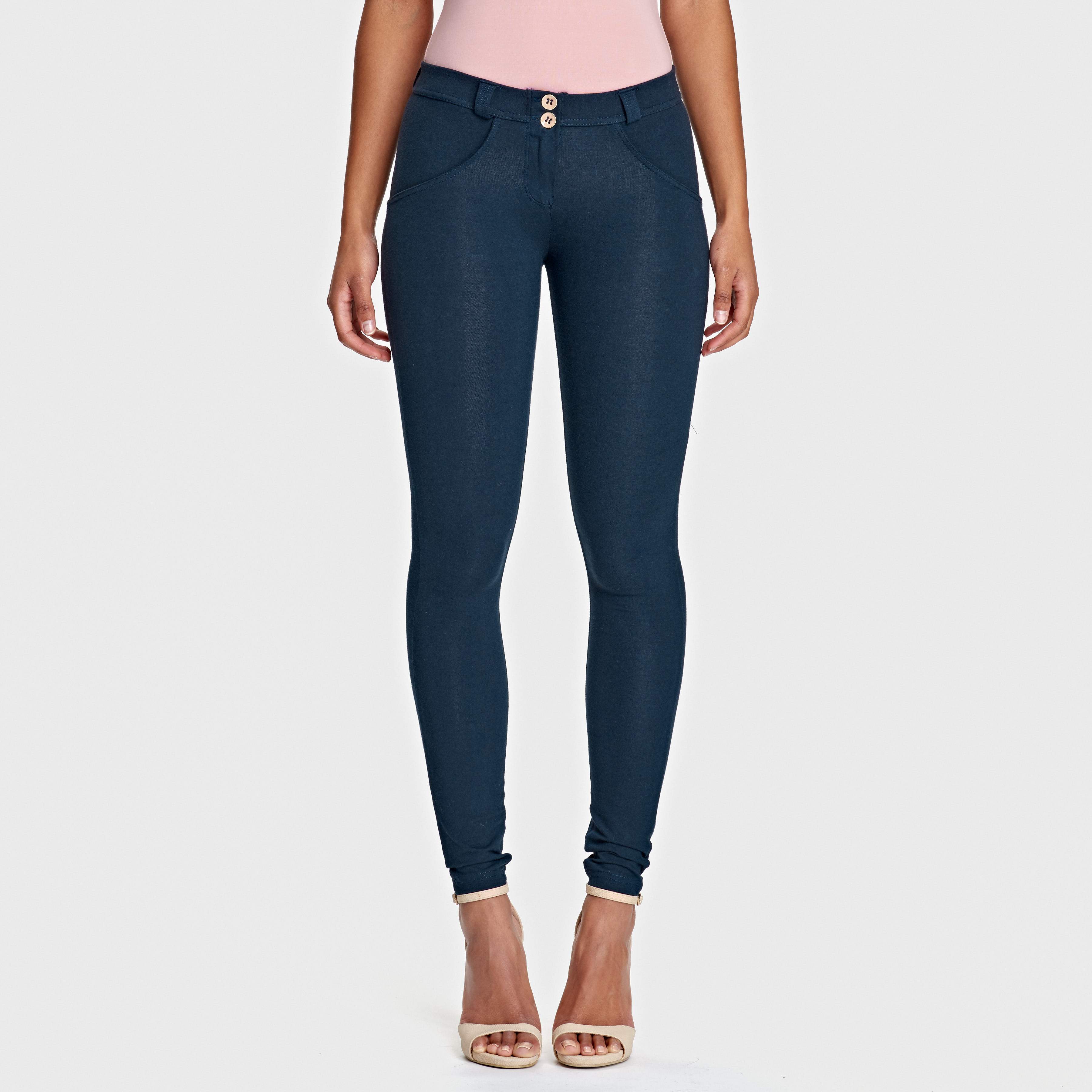 Freddy N.O.W.® Yoga Comfort Jeans - Mid Waist Skinny - Blue - Yellow Seam -  J0Y