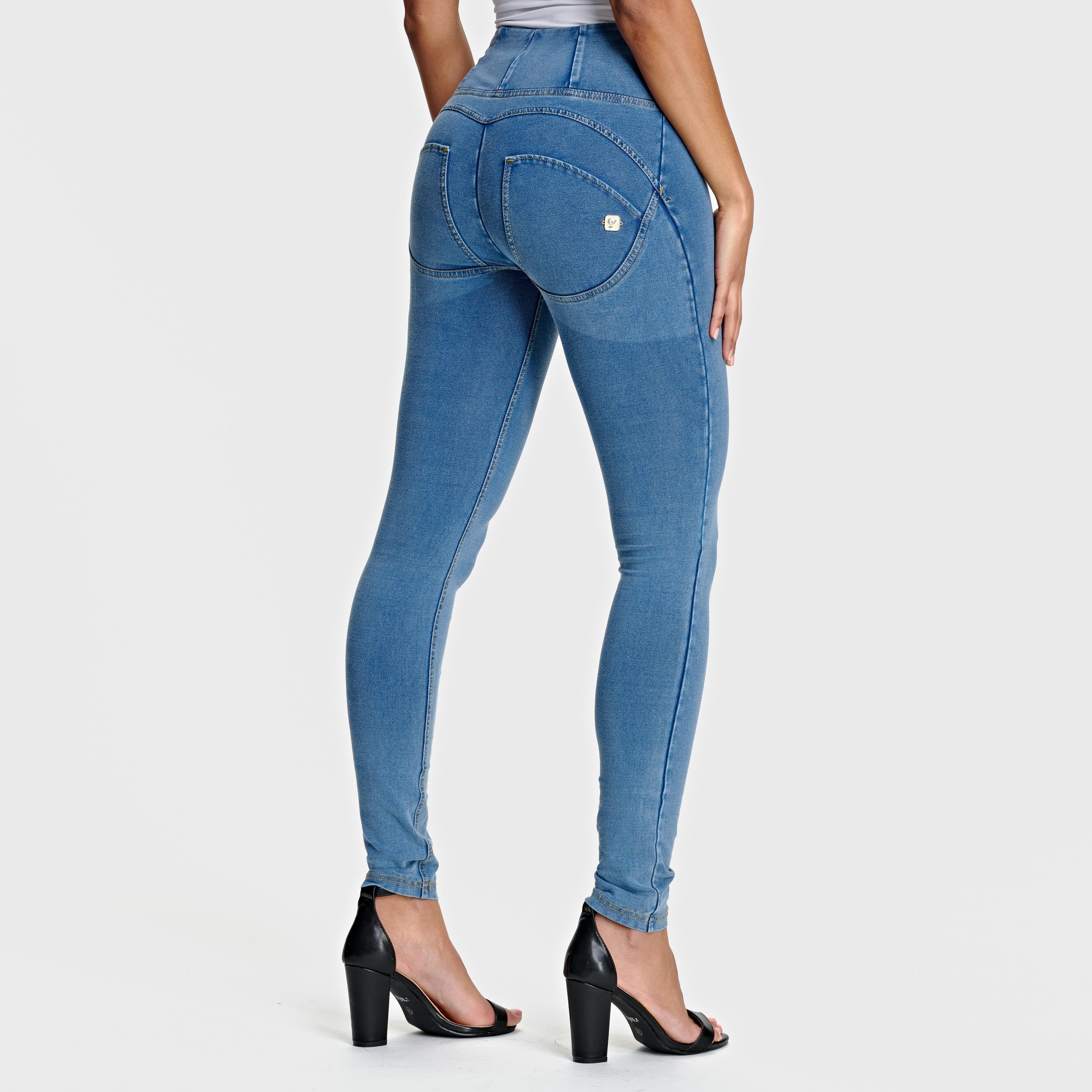 WR.UP® Denim - High Waist - Full Length - Light Blue + Yellow Stitching